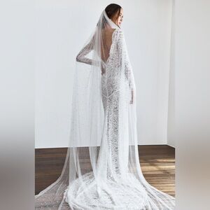 Ivory Cathedral Pearl Wedding Veil